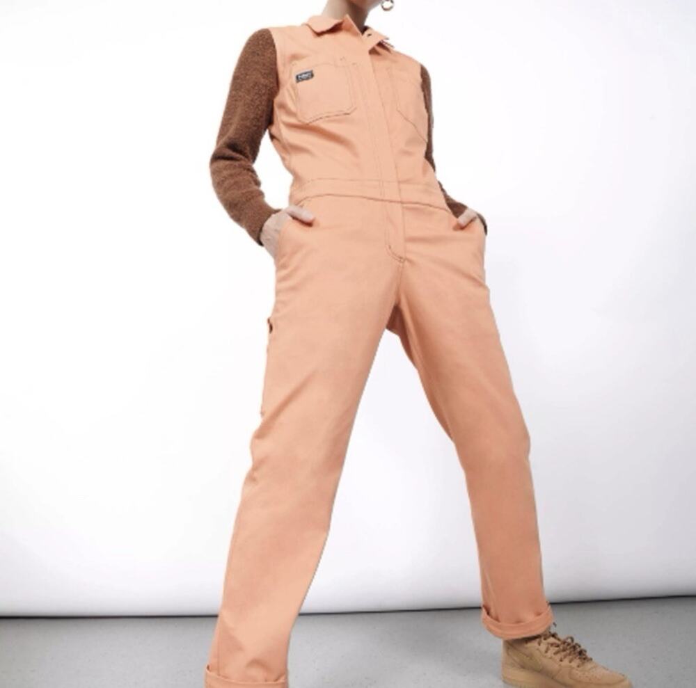 Wildfang The Essential Coverall Jumpsuit Small Orange Sleeveless Workwear Af1